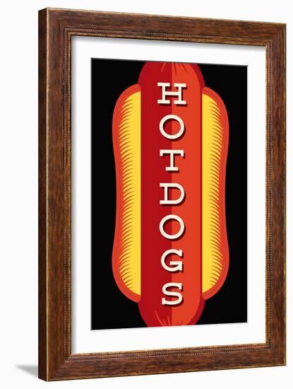 Hotdogs in Black-JJ Brando-Framed Art Print