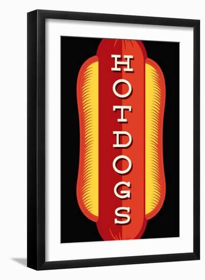 Hotdogs in Black-JJ Brando-Framed Art Print