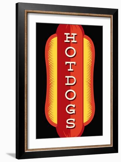 Hotdogs in Black-JJ Brando-Framed Art Print