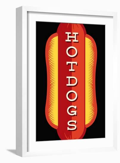 Hotdogs in Black-JJ Brando-Framed Art Print