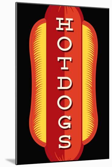 Hotdogs in Black-JJ Brando-Mounted Art Print