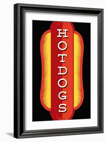 Hotdogs in Black-JJ Brando-Framed Art Print