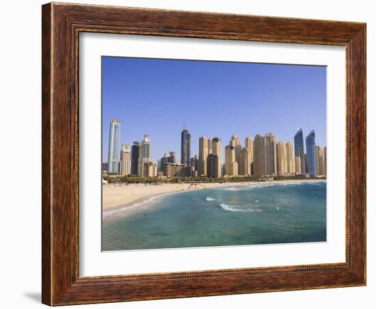 Hotel and Apartment Buildings Along the Seafront, Dubai Marina, United Arab Emirates, Middle East-Amanda Hall-Framed Photographic Print