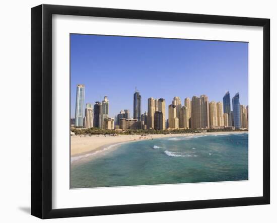 Hotel and Apartment Buildings Along the Seafront, Dubai Marina, United Arab Emirates, Middle East-Amanda Hall-Framed Photographic Print