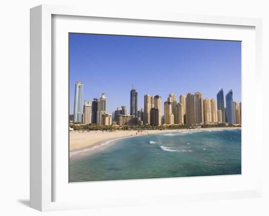 Hotel and Apartment Buildings Along the Seafront, Dubai Marina, United Arab Emirates, Middle East-Amanda Hall-Framed Photographic Print