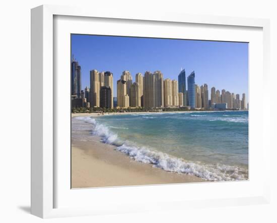 Hotel and Apartment Buildings Along the Seafront, Dubai Marina, United Arab Emirates, Middle East-Amanda Hall-Framed Photographic Print