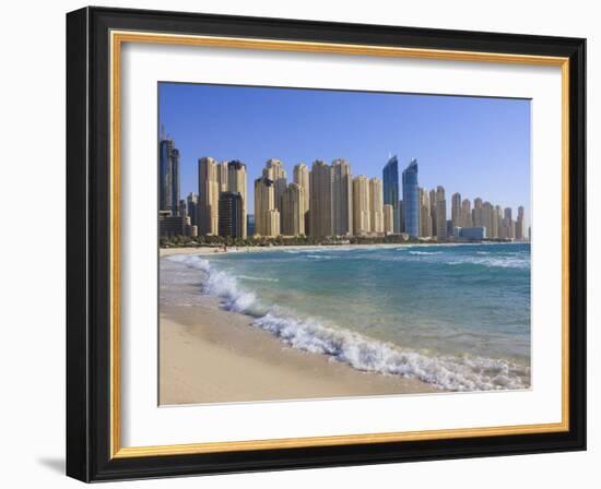 Hotel and Apartment Buildings Along the Seafront, Dubai Marina, United Arab Emirates, Middle East-Amanda Hall-Framed Photographic Print