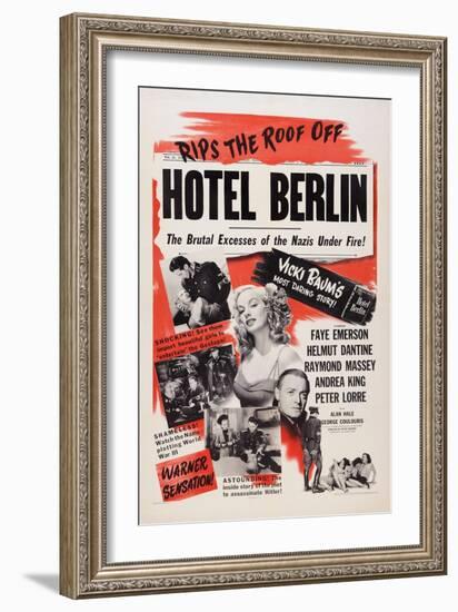 Hotel Berlin, Center: Faye Emerson; Below: Peter Lorre, 1945-null-Framed Art Print