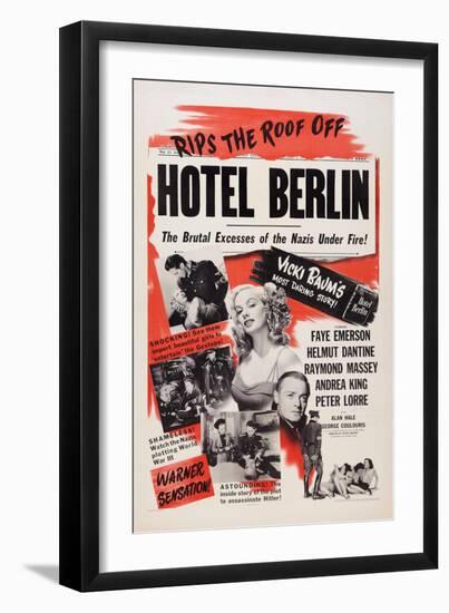 Hotel Berlin, Center: Faye Emerson; Below: Peter Lorre, 1945-null-Framed Art Print