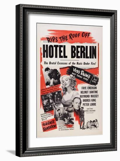 Hotel Berlin, Center: Faye Emerson; Below: Peter Lorre, 1945-null-Framed Art Print