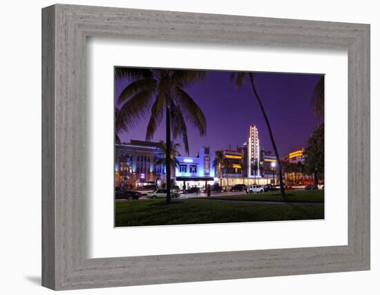 Hotel 'Breakwater' at Dusk, Ocean Drive, Miami South Beach, Art Deco District, Florida, Usa-Axel Schmies-Framed Photographic Print