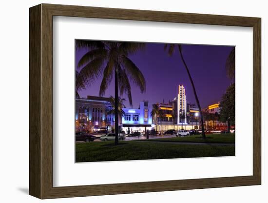 Hotel 'Breakwater' at Dusk, Ocean Drive, Miami South Beach, Art Deco District, Florida, Usa-Axel Schmies-Framed Photographic Print