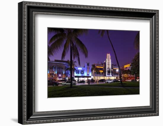 Hotel 'Breakwater' at Dusk, Ocean Drive, Miami South Beach, Art Deco District, Florida, Usa-Axel Schmies-Framed Photographic Print
