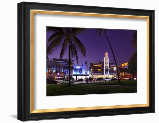 Hotel 'Breakwater' at Dusk, Ocean Drive, Miami South Beach, Art Deco District, Florida, Usa-Axel Schmies-Framed Photographic Print