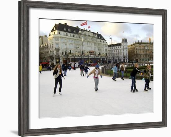 Hotel d'Angleterre and Skating Rink, Kongens Nytorv at Christmas, Copenhagen, Denmark-Sergio Pitamitz-Framed Photographic Print