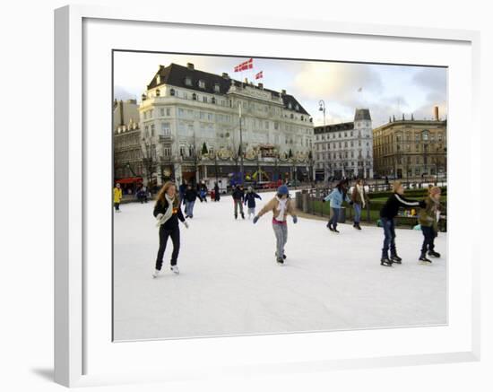 Hotel d'Angleterre and Skating Rink, Kongens Nytorv at Christmas, Copenhagen, Denmark-Sergio Pitamitz-Framed Photographic Print