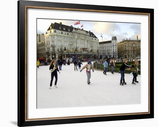 Hotel d'Angleterre and Skating Rink, Kongens Nytorv at Christmas, Copenhagen, Denmark-Sergio Pitamitz-Framed Photographic Print