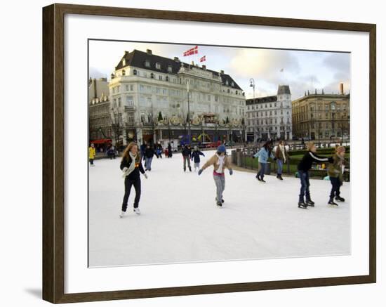 Hotel d'Angleterre and Skating Rink, Kongens Nytorv at Christmas, Copenhagen, Denmark-Sergio Pitamitz-Framed Photographic Print