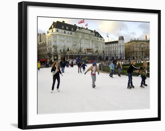 Hotel d'Angleterre and Skating Rink, Kongens Nytorv at Christmas, Copenhagen, Denmark-Sergio Pitamitz-Framed Photographic Print