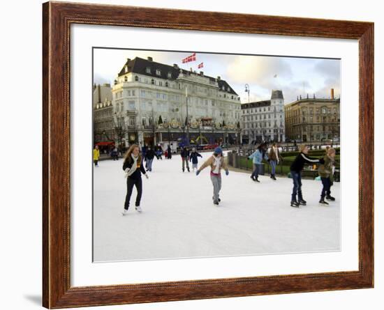 Hotel d'Angleterre and Skating Rink, Kongens Nytorv at Christmas, Copenhagen, Denmark-Sergio Pitamitz-Framed Photographic Print