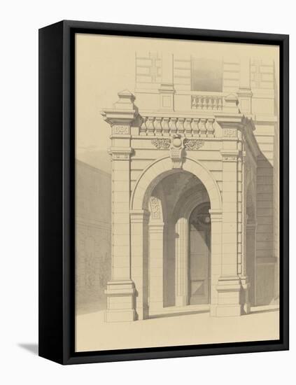 Hôtel de M. Fould (rue de Berri, 75008 Paris) par H. Labrouste : portique de la façade principale,-null-Framed Premier Image Canvas