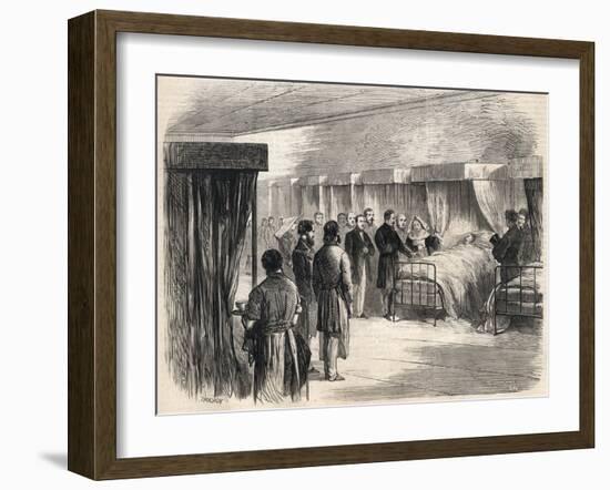 Hotel Dieu, Paris, France : Napoleon III visiting the sufferers of cholera in 1865-French School-Framed Giclee Print