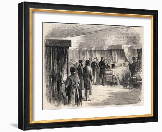 Hotel Dieu, Paris, France : Napoleon III visiting the sufferers of cholera in 1865-French School-Framed Giclee Print