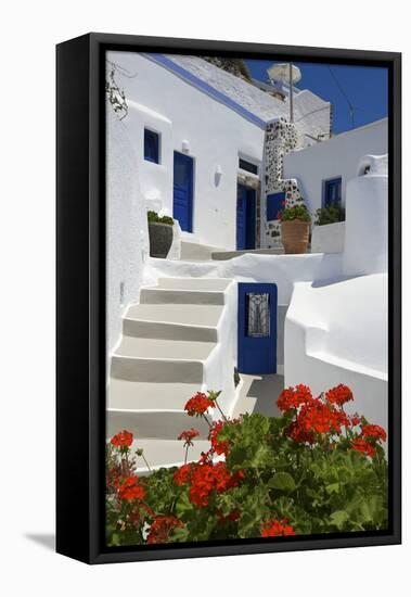 Hotel in Imerovigli, Santorini, Cyclades, Greece-Katja Kreder-Framed Premier Image Canvas