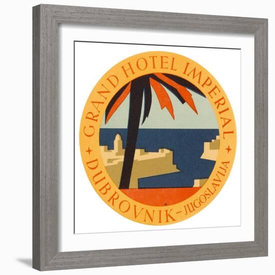 Hotel Label from the Grand Hotel Imperial Dubrovnik Yugoslavia-null-Framed Art Print