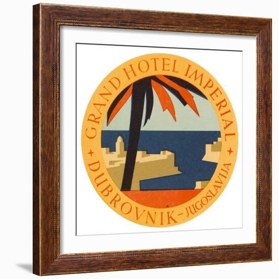 Hotel Label from the Grand Hotel Imperial Dubrovnik Yugoslavia-null-Framed Art Print