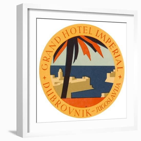 Hotel Label from the Grand Hotel Imperial Dubrovnik Yugoslavia-null-Framed Art Print