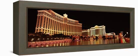 Hotel Lit Up at Night, Bellagio Resort and Casino, the Strip, Las Vegas, Nevada, USA-null-Framed Premier Image Canvas