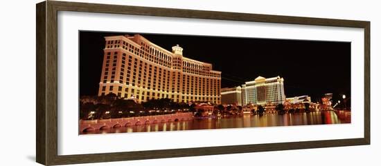 Hotel Lit Up at Night, Bellagio Resort and Casino, the Strip, Las Vegas, Nevada, USA-null-Framed Photographic Print