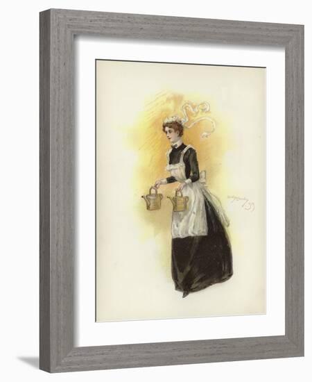 Hotel Maid, Carrying Two Water Cans-Dudley Hardy-Framed Giclee Print