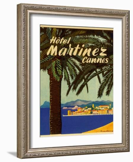 Hotel Martinez Cannes Luggage Label-null-Framed Premium Giclee Print