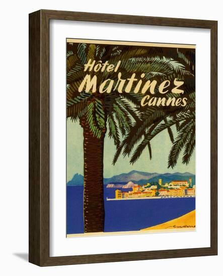 Hotel Martinez Cannes Luggage Label-null-Framed Premium Giclee Print