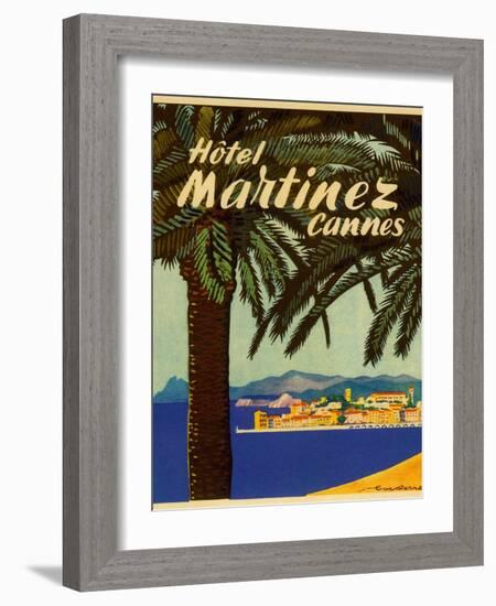Hotel Martinez Cannes Luggage Label-null-Framed Giclee Print