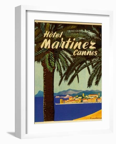 Hotel Martinez Cannes Luggage Label-null-Framed Giclee Print