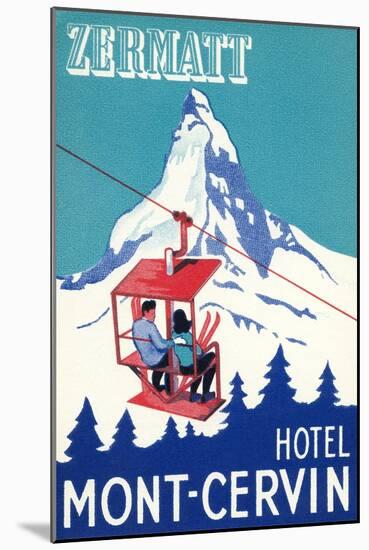 Hotel Mont-Cervin, Ski Lift Poster-null-Mounted Art Print