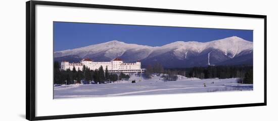 Hotel Near Snow Covered Mountains, Mt. Washington Hotel Resort, Mount Washington, Bretton Woods,...-null-Framed Photographic Print