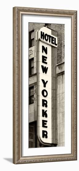 Hotel New Yorker, Signboard, Manhattan, New York, US, Vertical Panoramic View, Sepia Photography-Philippe Hugonnard-Framed Photographic Print