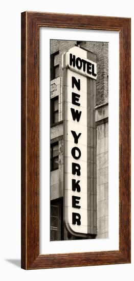 Hotel New Yorker, Signboard, Manhattan, New York, US, Vertical Panoramic View, Sepia Photography-Philippe Hugonnard-Framed Photographic Print