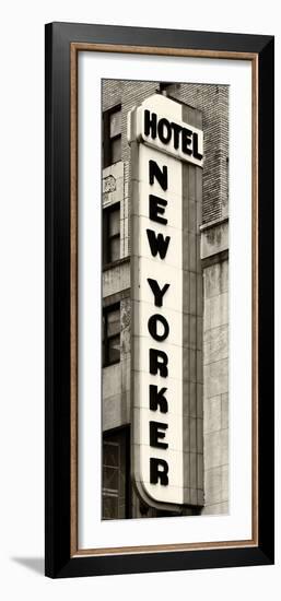 Hotel New Yorker, Signboard, Manhattan, New York, US, Vertical Panoramic View, Sepia Photography-Philippe Hugonnard-Framed Photographic Print