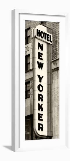 Hotel New Yorker, Signboard, Manhattan, New York, US, Vertical Panoramic View, Sepia Photography-Philippe Hugonnard-Framed Photographic Print