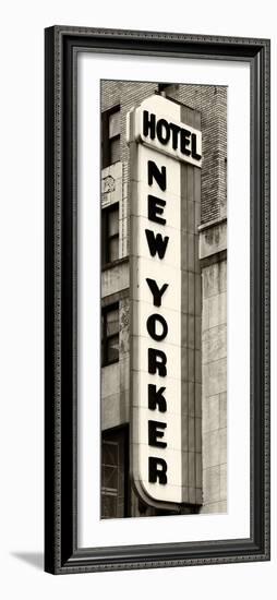 Hotel New Yorker, Signboard, Manhattan, New York, US, Vertical Panoramic View, Sepia Photography-Philippe Hugonnard-Framed Photographic Print