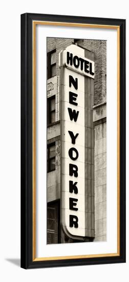 Hotel New Yorker, Signboard, Manhattan, New York, US, Vertical Panoramic View, Sepia Photography-Philippe Hugonnard-Framed Photographic Print