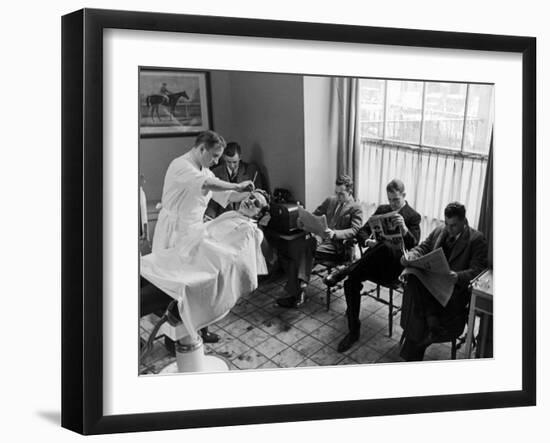 Hotel Northampton Barber Doing Business as Guests for Smith College Supper Dance Wait Their Turn-Alfred Eisenstaedt-Framed Photographic Print