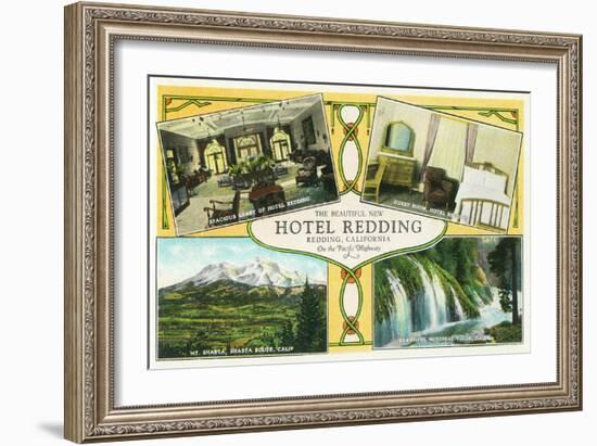 Hotel Redding Interior Views with Scenic Sites - Redding, CA-Lantern Press-Framed Art Print