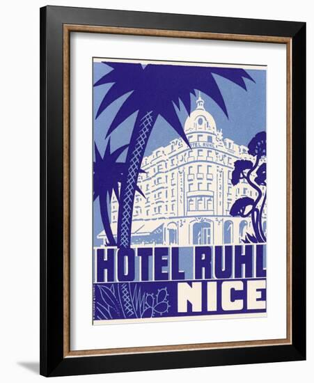 Hotel Ruhl Nice Luggage Label-null-Framed Giclee Print