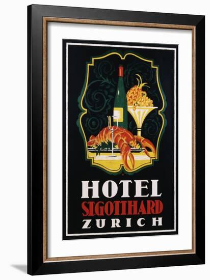 Hotel St. Gotthard Zurich Poster-Otto Baumberger-Framed Premium Giclee Print